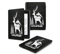 Case Compatible for 6" Kindle Paperwhite 5th/6th/7th Generation 2012/2013/2015,Lightweight Slim Soft PU Case Cover Skin for Paperwhite 5 6 7 Gen,Black Wood Grain Elk