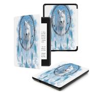 Case Compatible for 6" Kindle Paperwhite 5th/6th/7th Generation 2012/2013/2015,Lightweight Slim Soft PU Case Cover Skin for Paperwhite 5 6 7 Gen,Cloud White Wolf Dream Catcher