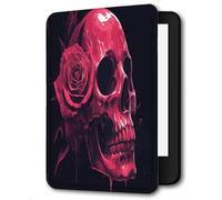 Case Compatible for 6" Kindle Paperwhite 5th/6th/7th Generation 2012/2013/2015,Lightweight Slim Soft PU Case Cover Skin for Paperwhite 5 6 7 Gen,Red Rose Skull