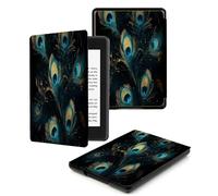 Case Compatible for 6" Kindle Paperwhite 5th/6th/7th Generation 2012/2013/2015,Lightweight Slim Soft PU Case Cover Skin for Paperwhite 5 6 7 Gen Blue Peacock Feather