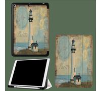 Case Compatible for iPad Air 3rd Generation (2019) / for iPad Pro 10.5 inch (2017) - Ultra Slim Trifold Protective Case with Pencil Holder, Auto Wake/Sleep,Vintage Lighthouse Compass