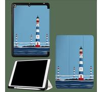 Case Compatible for iPad Air 3rd Generation (2019) / for iPad Pro 10.5 inch (2017) - Ultra Slim Trifold Protective Case with Pencil Holder, Auto Wake/Sleep,Cartoon Lighthouse