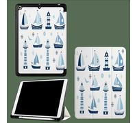 Case Compatible for iPad Air 3rd Generation (2019) / for iPad Pro 10.5 inch (2017) - Ultra Slim Trifold Protective Case with Pencil Holder, Auto Wake/Sleep,Sailboat Lighthouse