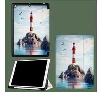 Case Compatible for iPad Air 3rd Generation (2019) / for iPad Pro 10.5 inch (2017) - Ultra Slim Trifold Protective Case with Pencil Holder, Auto Wake/Sleep,Lighthouse Rocks