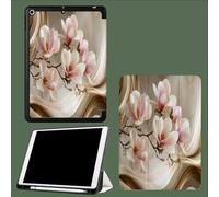 Case Compatible for iPad Air 3rd Generation (2019) / for iPad Pro 10.5 inch (2017) - Ultra Slim Trifold Protective Case with Pencil Holder, Auto Wake/Sleep,Elegant Magnolia