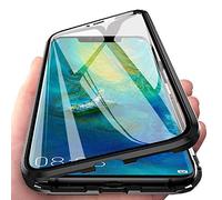 Case Compatible for Xiaomi 13T/ Xiaomi 13T Pro, Cover Magnetic Adsorption Metal Bumper Frame with Transparent Tempered Glass Full Body Screen Front and Back 360 Degrees Protection Case Cover,Black