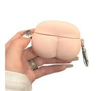 Case Compatible with Airpods 3, Cute Funny Pink Butt Shape Soft Silicone Protective Case with Portable Hook, Creative Wireless Earphone Cover Shockproof Anti-Scratch for Airpods 3
