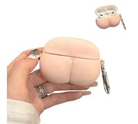 Case Compatible with Airpods Pro2, Cute Funny Pink Butt Shape Soft Silicone Protective Case with Portable Hook, Creative Wireless Earphone Cover Shockproof Anti-Scratch for Airpods Pro2