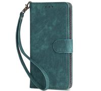 Case Compatible with BLU Bold N4 Cover with hand rope,Magnetic Closure Flip,PU Leather wallet Phone Case with 4 Card Slots.Anti RFID theft design-Green