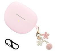 Case Compatible with Bose Ultra Open Earbuds (2024), Soft Silicone Shockproof Skin Cover with Cute Cherry Blossoms Keychain Accessories for Men Women, Protective Cover with Carabiner
