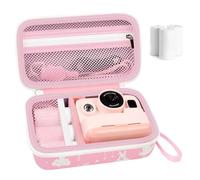 Case Compatible with DYLANTO for Anchioo for ESOXOFFORE for YTETCN for WEEFUN for GKTZ Instant Print Camera, Kids Camera Storage Holder and 3 Rolls Instant Camera Refill Print Paper-Pink Rabbit