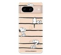 Case Compatible with Google Pixel 8 Official Peanuts Snoopy Stripes to Protect Your Mobile Phone, Transparent Flexible Silicone Case with Official Snoopy License
