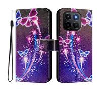 Case Compatible With Honor X6C Case PU Leather Flip Case 3D Creative Pattern Design Protective Cover Stand Wallet Case for Honor X6C,Fireworks Butterflies