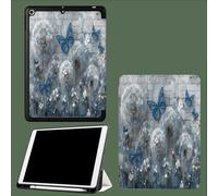Case Compatible with iPad 6th/5th Generation(9.7-inch, 2018/2017 Model) with Pencil Holder-Ultra Slim Standing Cover, Auto Wake/Sleep Dandelion Butterfly Plants Illustrations-Blue
