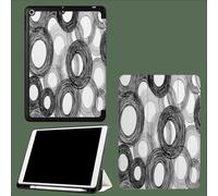 Case Compatible with iPad 6th/5th Generation(9.7-inch, 2018/2017 Model) with Pencil Holder-Ultra Slim Standing Cover, Auto Wake/Sleep Retro Circle Geometry Lines-Black