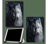 Case Compatible with iPad 6th/5th Generation(9.7-inch, 2018/2017 Model) with Pencil Holder-Ultra Slim Standing Cover, Auto Wake/Sleep Nordic Countries Couples Wolves Realistic Animals-Black