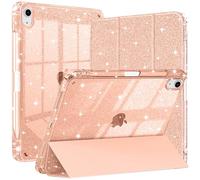 Case Compatible with iPad A16 11th Generation 11 Inch 2025, iPad 10th Generation 10.9 Inch, Glitter Cover with Sparkly Clear Back, Pencil Holder, for Kids Girls, Rose Gold