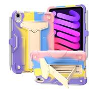 Case Compatible with iPad Mini 7 (A17 Pro) 2024/Mini 6 2021,with Kickstand Three-Layer Hybrid Full Body Case Rugged Shock-Proof Fall Protection Cover ZY (RAINBOW PINK)
