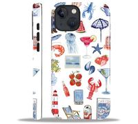 Case Compatible with iPhone 14/13,Hybrid 2 Layer PC Hard Shell + Silicone Protective Case, Assorted Summer-Themed Lcons2 Scratch-Resistant Shockproof Cover for iPhone 14/13