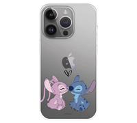 Case Compatible with iPhone 15 Pro Max, Official Disney Angel & Stitch Kiss to Protect Your Mobile Phone, Transparent Silicone Case with Official Licence by Lilo & Stitch