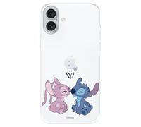 Case Compatible with iPhone 16 Plus Official Disney Angel & Stitch Kiss to Protect Your Mobile Phone, Transparent Silicone Case with Official Licence by Lilo & Stitch