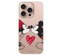 Case Compatible with iPhone 16 Pro Official Disney Mickey and Minnie Kiss to Protect Your Mobile Phone, Transparent Silicone Case with Official Licensed Disney Classics