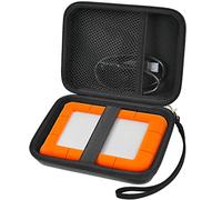 Case Compatible with LaCie Rugged Mini 1TB/ 2TB/ 4TB/ 5TB External Hard Drive Portable HDD, Storage Holder for Hard Drives for Mac and PC Computer & USB 3.0 2.0 Cable SD Cards (Black)