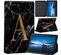 Case Compatible with Lenovo Tab M10 HD 2nd Gen 10.1 Inch TB-X306X/TB-X306F, Ultra Thin Case with Stand Function Auto Sleep Wake Up Function Slim PU Protective Case (letter A on black marble)