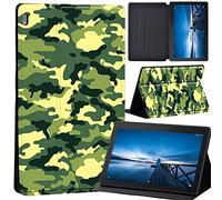 Case Compatible with Lenovo Tab M10 HD 2nd Gen 10.1 Inch TB-X306X/TB-X306F, Ultra Thin Case with Stand Function Auto Sleep Wake Up Function Slim PU Protective Case (green yellow camouflage)
