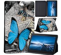 Case Compatible with Lenovo Tab M10 HD 2nd Gen 10.1 Inch TB-X306X/TB-X306F, Ultra Thin Case with Stand Function Auto Sleep Wake Up Function Slim PU Protective Case (blue butterfly)
