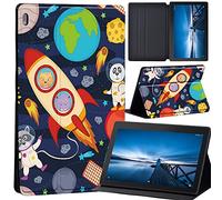 Case Compatible with Lenovo Tab M10 HD 2nd Gen 10.1 Inch TB-X306X/TB-X306F, Ultra Thin Case with Stand Function Auto Sleep Wake Up Function Slim PU Protective Case (spaceship and astronaut)