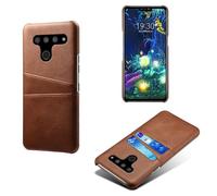 Case Compatible with LG V50 THING,Faux Leather Protective Case,Phone Case with 2 Card Slots behind,Anti-Fingerprint & Anti-Drop Protection-Brown