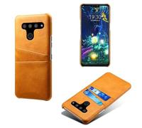 Case Compatible with LG V50 THING,Faux Leather Protective Case,Phone Case with 2 Card Slots behind,Anti-Fingerprint & Anti-Drop Protection-Yellow