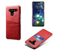 Case Compatible with LG V50 THING,Faux Leather Protective Case,Phone Case with 2 Card Slots behind,Anti-Fingerprint & Anti-Drop Protection-Red