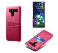 Case Compatible with LG V50 THING,Faux Leather Protective Case,Phone Case with 2 Card Slots behind,Anti-Fingerprint & Anti-Drop Protection-Rose Red