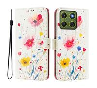 Case Compatible With Moto Edge 70 5G/X70 Air 5G Case PU Leather Flip Case 3D Creative Pattern Design Protective Cover Stand Wallet Case for Moto Edge 70 5G/X70 Air 5G,Flowers and Grass