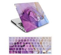 Case Compatible with New Macbook Air 15 inch 2023 Release A2941 M2 Chip with Liquid Retina Display and Touch ID, Plastic Laptop Hard Shell Protective Case & Keyboard Cover Skin - Purple Marble