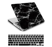 Case Compatible with New Macbook Air 15 inch 2023 Release A2941 M2 Chip with Liquid Retina Display and Touch ID, Plastic Laptop Hard Shell Protective Case & Keyboard Cover Skin - Black Marble