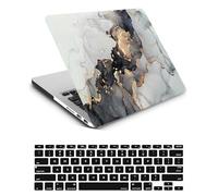 Case Compatible with New Macbook Air 15 inch 2023 Release A2941 M2 Chip with Liquid Retina Display and Touch ID, Plastic Laptop Hard Shell Protective Case & Keyboard Cover Skin - Black White Marble