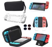 Case Compatible with Nintendo Switch,14 in 1 Case & Accessories Kit ,Comes Carrying Case , Screen Protector, Joy-Con Controller Case, Thumb Grip Caps, Adjustable Stand, Portable Strap (Set 1, Black)