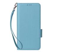 Case Compatible with OPPO Realme 14 Pro Lite 5G,Leather Flip Phone Case with 4 Card Slots.Magnetic Closure.Anti slip and fall,with hand rope-Sky Blue