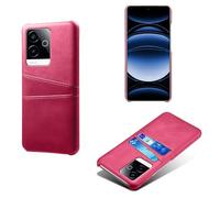 Case Compatible with OPPO Realme GT6 5G,Faux Leather Protective Cover,Card bag design with 2 Card Slots behind,Anti-Fingerprint & Anti-Drop Protection-Rose Red