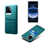 Case Compatible with OPPO Realme GT6 5G,Faux Leather Protective Cover,Card bag design with 2 Card Slots behind,Anti-Fingerprint & Anti-Drop Protection-Green
