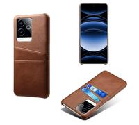 Case Compatible with OPPO Realme GT6 5G,Faux Leather Protective Cover,Card bag design with 2 Card Slots behind,Anti-Fingerprint & Anti-Drop Protection-Brown