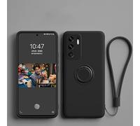Case Compatible with OPPO Realme X50 5G, Original Liquid Silicone Magnetic Ring Holder Case, Military Shockproof Protective Cover for OPPO Realme X50 5G Black