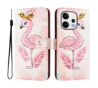 Case Compatible With OPPO RENO 15 Abroad Case PU Leather Flip Case 3D Creative Pattern Design Protective Cover Stand Wallet Case,Flamingos