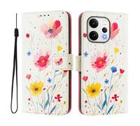 Case Compatible With OPPO RENO 15 Abroad Case PU Leather Flip Case 3D Creative Pattern Design Protective Cover Stand Wallet Case,Flowers and Grass