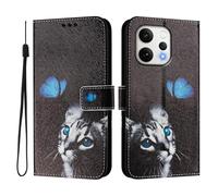 Case Compatible With OPPO RENO 15 Abroad Case PU Leather Flip Case 3D Creative Pattern Design Protective Cover Stand Wallet Case,Butterfly Cat