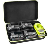 Case Compatible with Ryobi ONE+ 18V Lithium-Ion 4.0/3.5/3.0/2.0/1.5 Ah Compact Batteries. Storage Carrying Holder for 18-Volt Battery Charger. Organizer Container with 6 Dividers (Box Only)