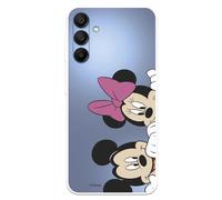 Case Compatible with Samsung Galaxy A15 5G Official Disney Mickey and Minnie Asomados to Protect Your Mobile Phone. Transparent Silicone Flexible Case with Official Licensed Disney Classics